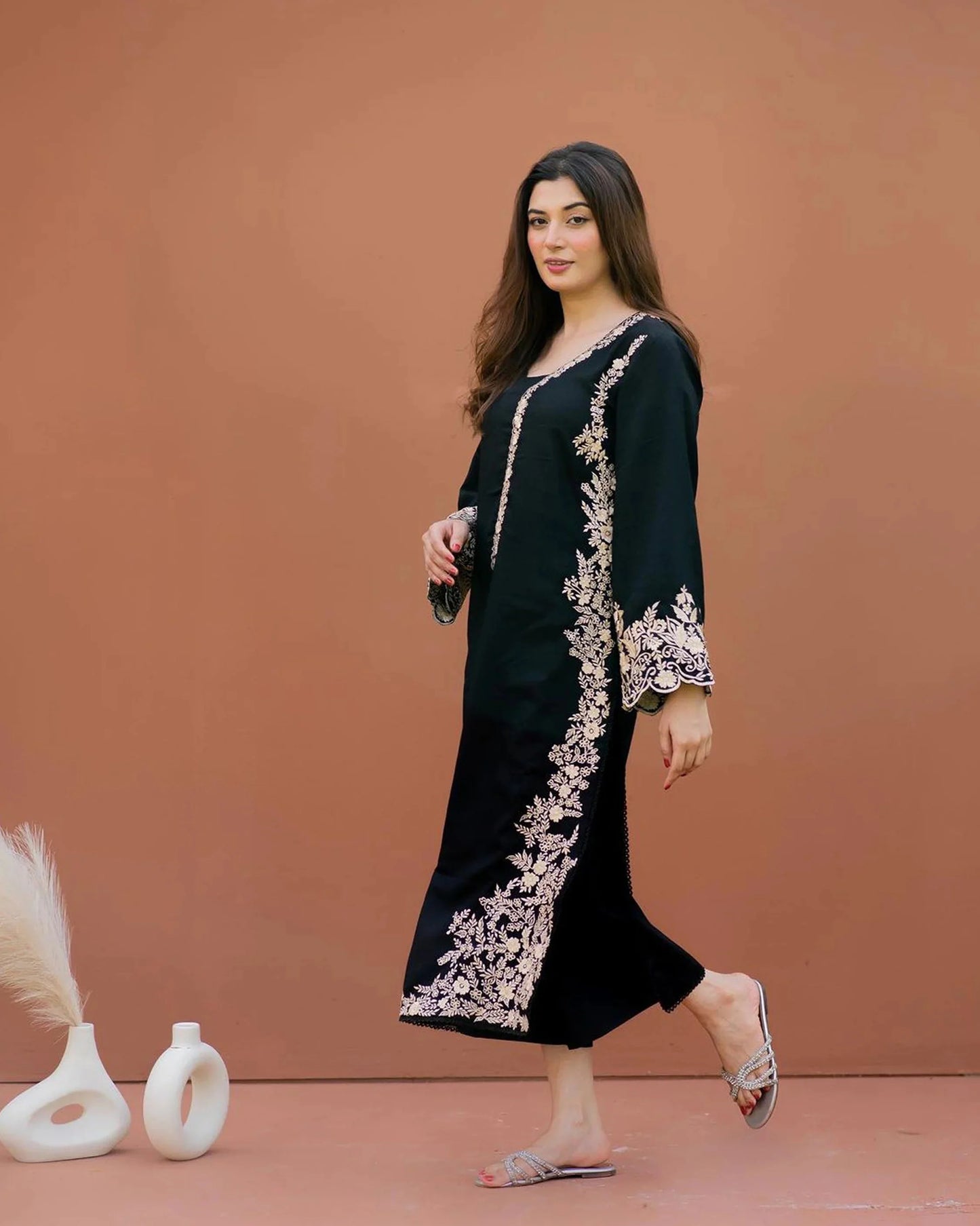 Lajwanti 2Pc Embroidered Lawn Suite With Fully Embroidered trouser & Patches zab725