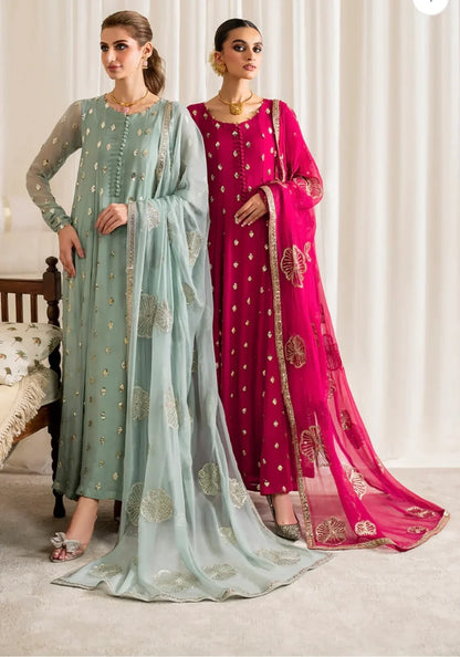 Iznik - Chiffon 3 Piece Sequin Embroidered Dress - zab1185