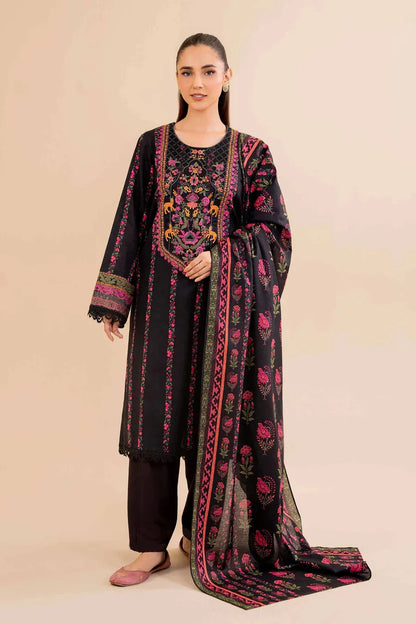 Khaddar 3 Piece Embroidered Dress - zab1145