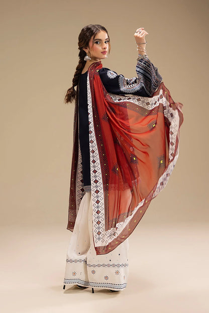 JAZMIN - UNSTITCHED 3PC DHANAK EMBROIDERED SUIT - zab1229