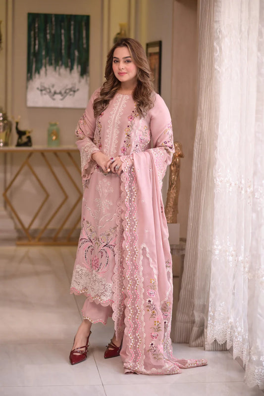 ANEELA’S - Unstitched Luxury Lawn Heavy Embroidered 3PC Suit - zab1326