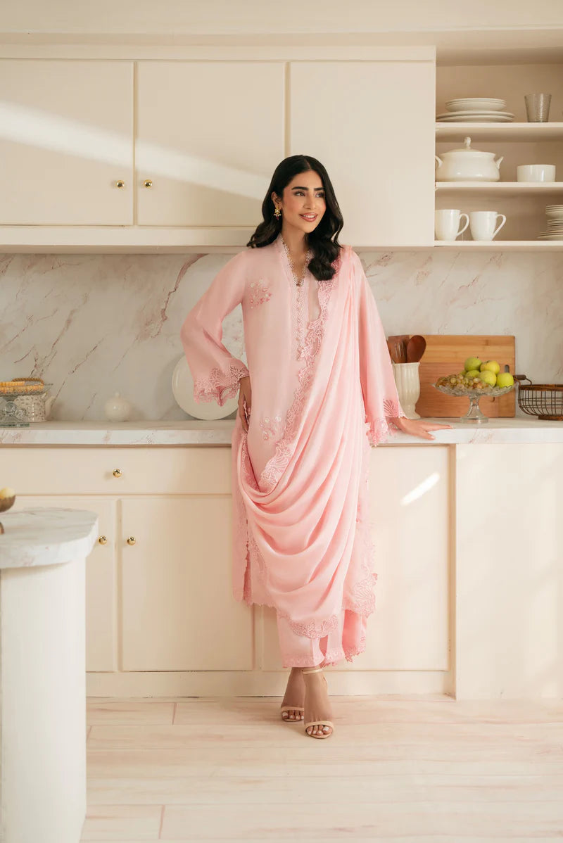 Nisa, Lawn 3.piece embroidered Summer suit with Orgenza dupatta - zab1311