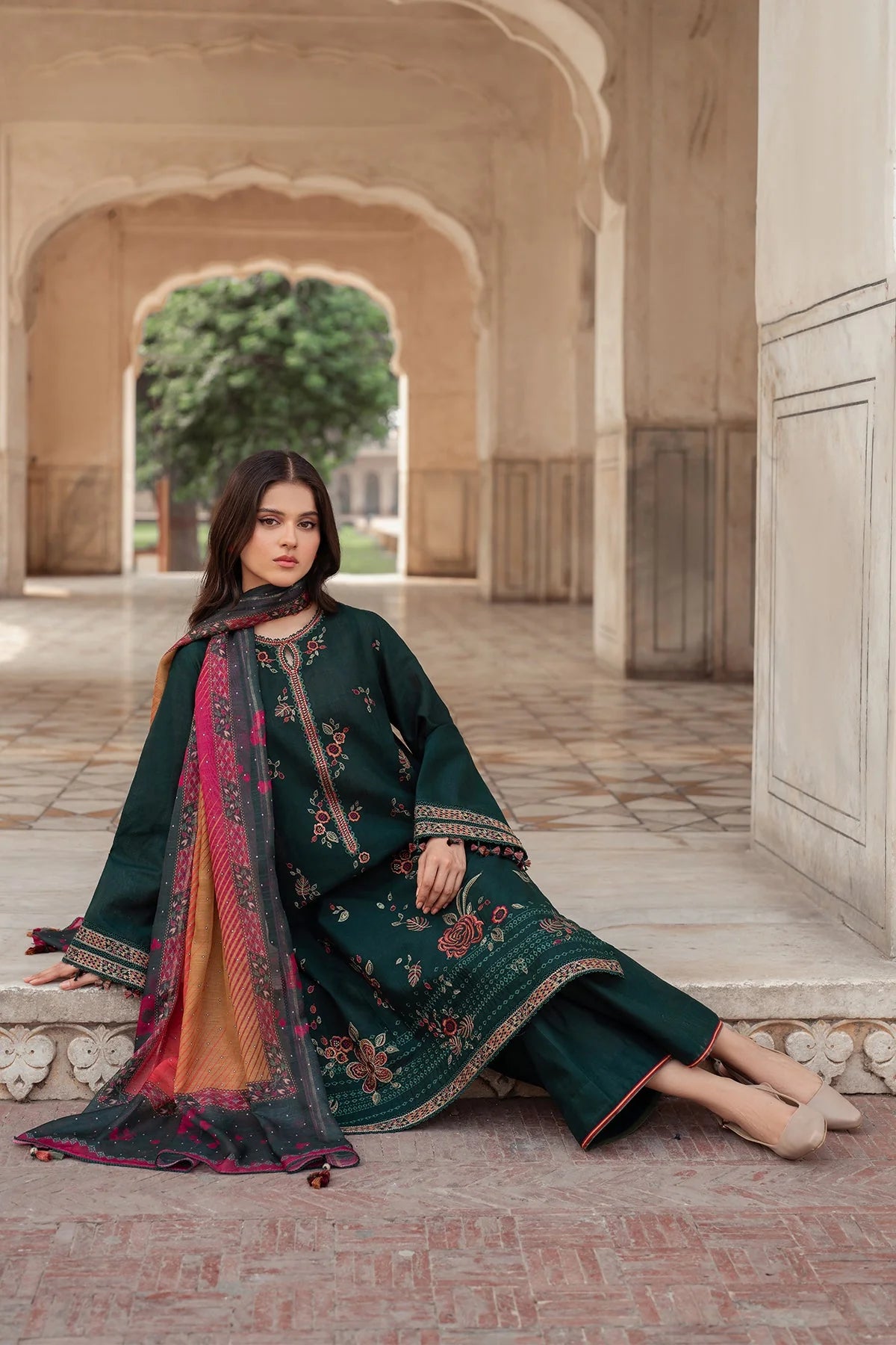 Jazmin 3pcs Unstitched Embroidered Dhanak Suite- zab1121