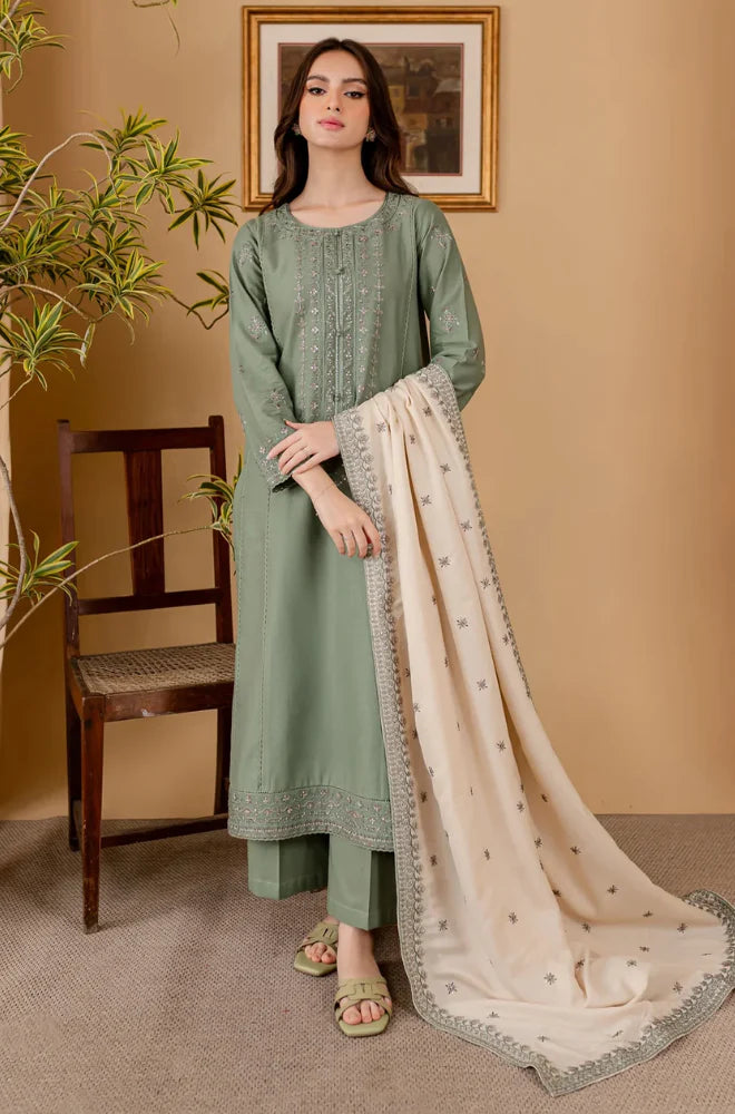 Sapphire - Winter 3PC Dhanak Embroidered Suit - zab1111