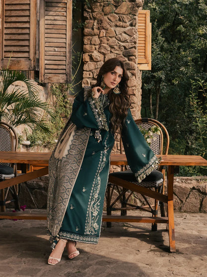 Izel - Winter 3PC Dhanak Embroidered Suit - zab1558