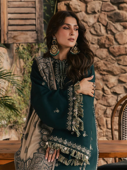 Izel - Winter 3PC Dhanak Embroidered Suit - zab1558