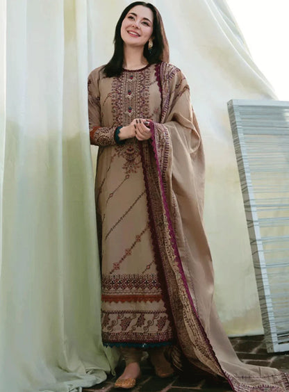 Florent - Winter 3PC Dhanak Embroidered Suit - zab1156