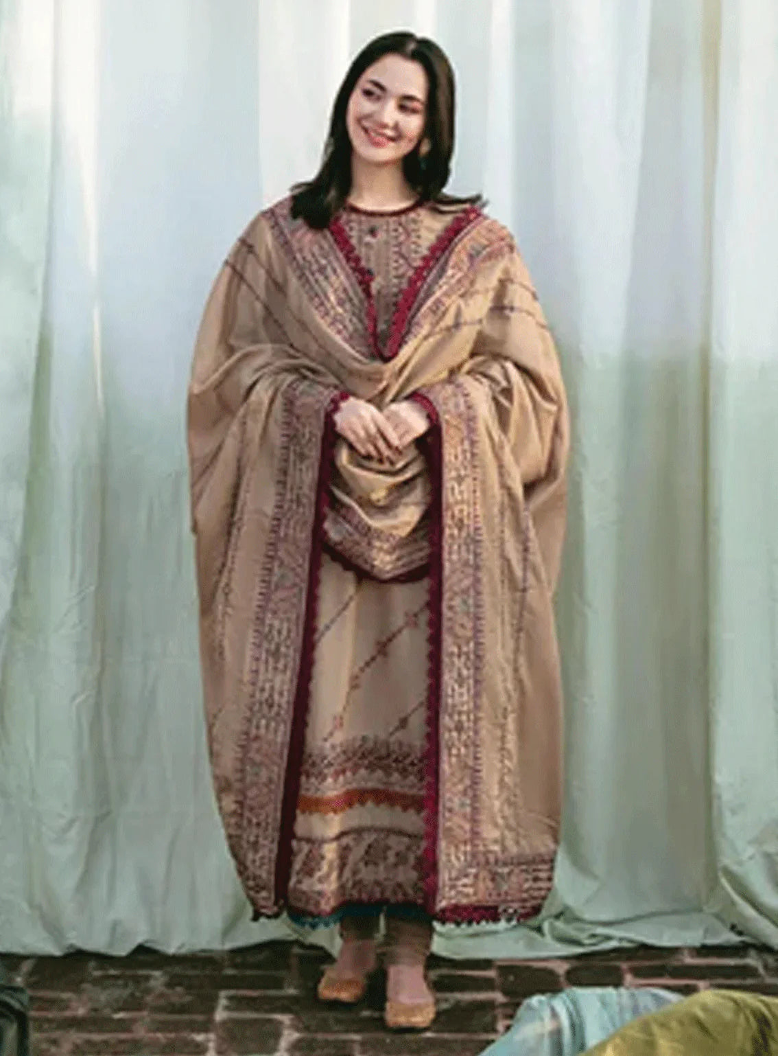 Florent - Winter 3PC Dhanak Embroidered Suit - zab1156