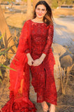 Zab492-3PC Organza Heavy Embroidered Shirt With Embroidered Organza Dupatta