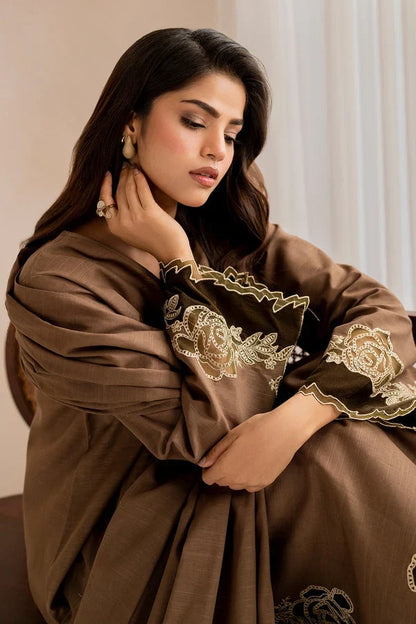 Baroque - Winter 3PC Dhanak Embroidered Suit - zab1504