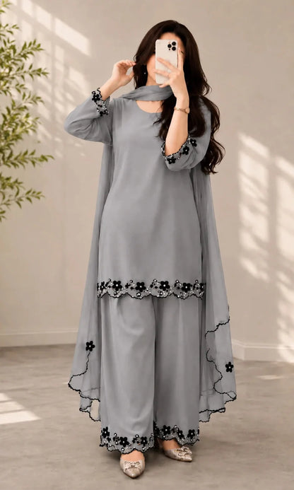 ZAB - Summer-3PC Lawn Embroidered Suit - zab1496