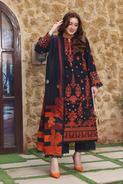 Asim Jofa, unstitched 3 piece Lawn sequence embroidered suit - zab1333
