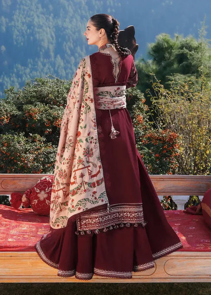 Hussain Rehar - 3PC Dhanak Chickenkari Embroidered Suit - zab1123