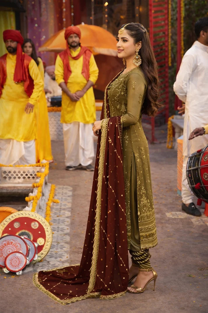 Asim Jofa, Unstiched 3 piece chiffon suit - zab1544