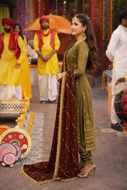 Asim Jofa, Unstiched 3 piece chiffon suit - zab1544