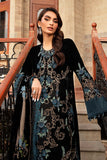 3PC Embroidered Velvet Dress with Plachi Velvet Shawl - zab995