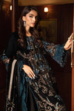 3PC Embroidered Velvet Dress with Plachi Velvet Shawl - zab995