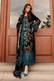 3PC Embroidered Velvet Dress with Plachi Velvet Shawl - zab995