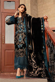 3PC Embroidered Velvet Dress with Plachi Velvet Shawl - zab995