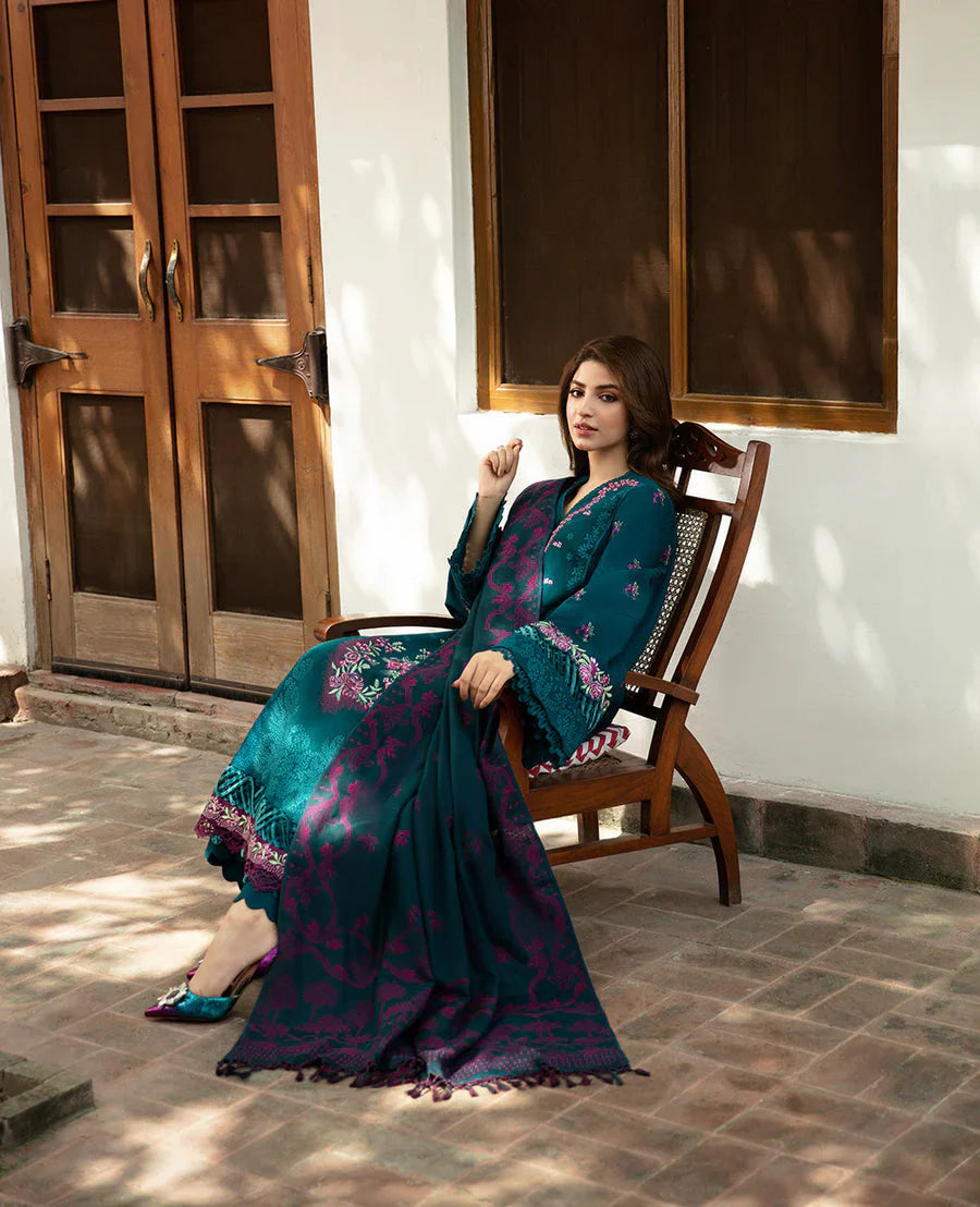 Sobia Nazir - Winter 3PC Dhanak Embroidered Suit - zab1148