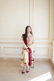 zab313 3PC Dhanak suit with Embroidered Shawl