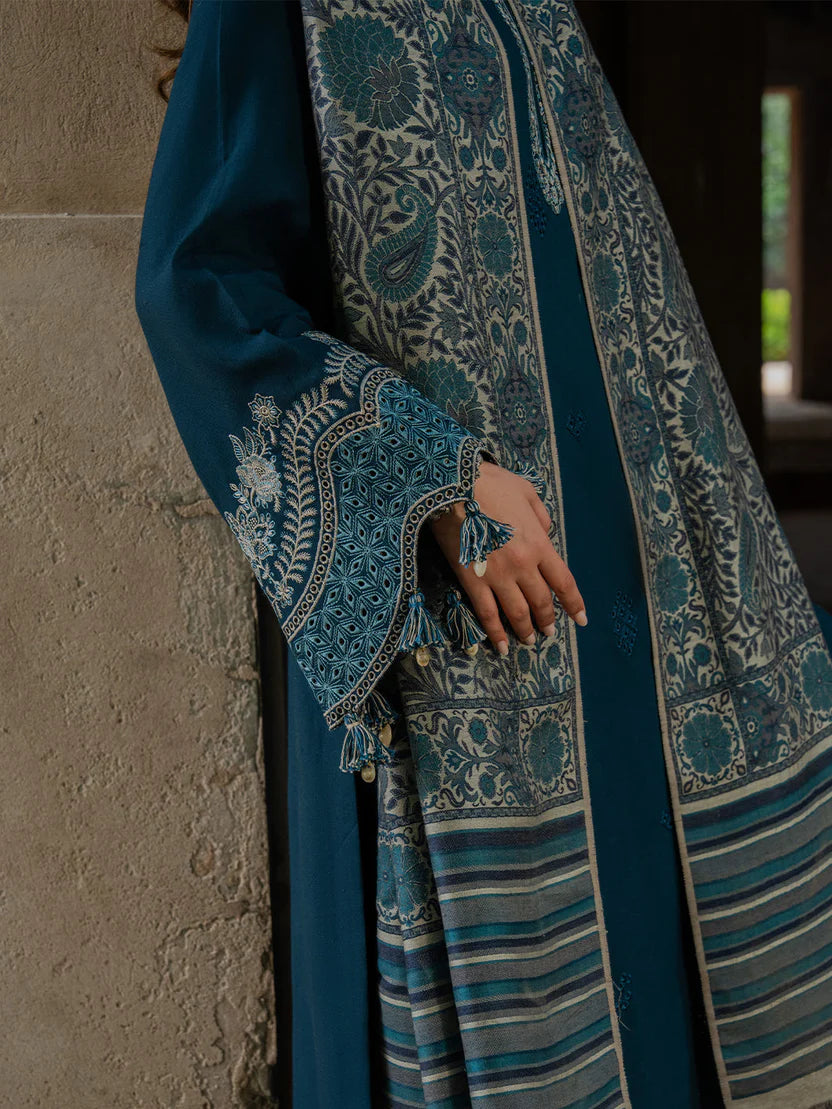 IZEL LUXURY UNSTITCHED WINTER DHANAK EMBROIDERED 3PC - zab1222