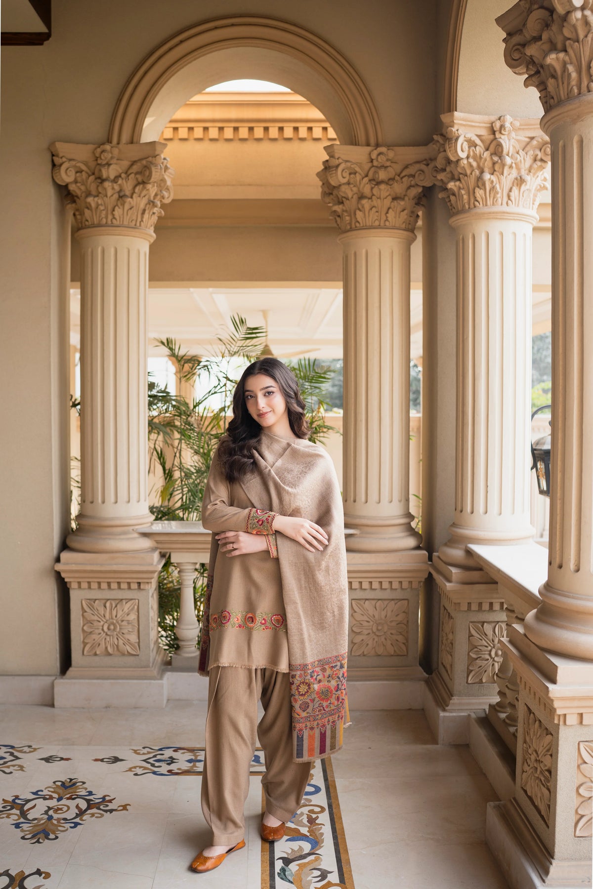 Aisling - Winter 3PC Dhanak Embroidered Suit - zab1530