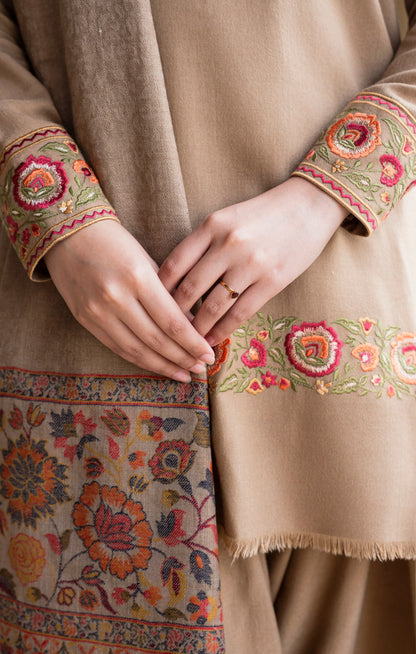 Aisling - Winter 3PC Dhanak Embroidered Suit - zab1501