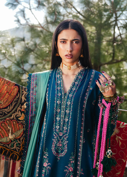 Hussain Rehar Winter Embroidered 3pc Dhanak Suite - zab1154