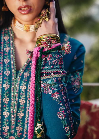 Hussain Rehar Winter Embroidered 3pc Dhanak Suite - zab1154