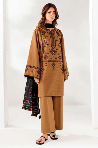 Baroque - 3PC Dhanak Embroidered Suit - zab1130