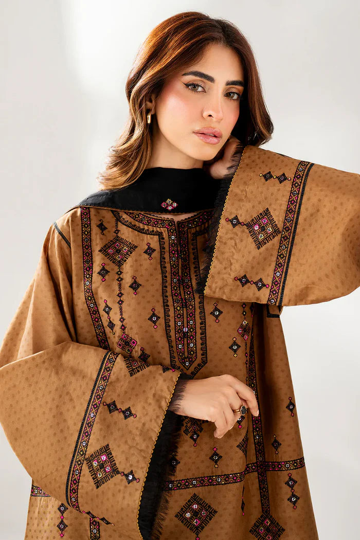 Baroque - 3PC Dhanak Embroidered Suit - zab1130