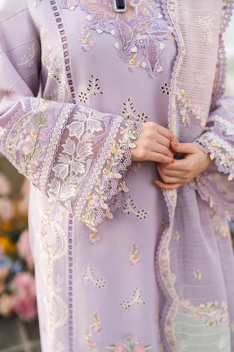 Qalamkar - Summer 3PC Lawn ChickenKari Embroidered Suit - zab1283