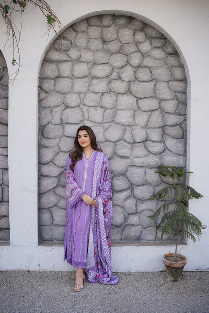 Saira Rizwan - 3PC Dhanak Chikankari Embroidered Shirt Pashmina Printed Dupatta - zab1565