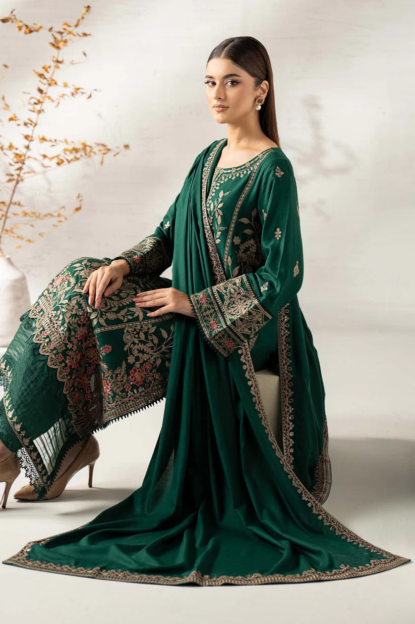 Maria B. Embroidered Dhanak Three Piece Winter Collection - zab1228
