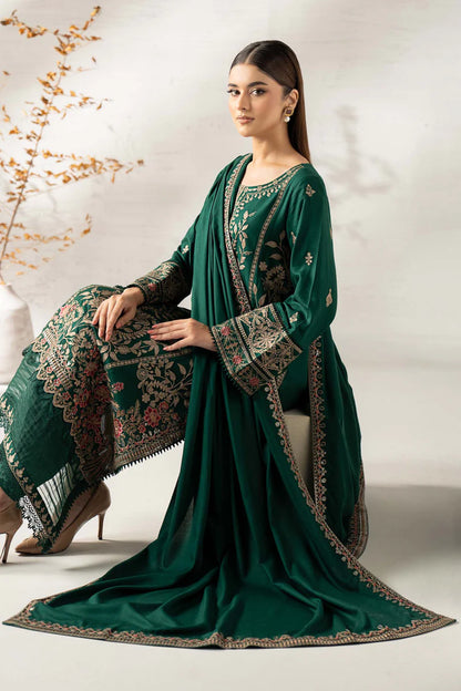 Maria B. Embroidered Dhanak Three Piece Winter Collection - zab1228