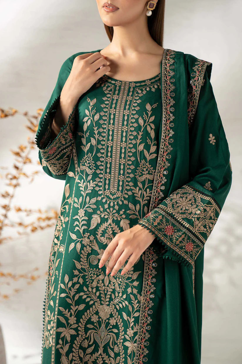 Maria B. Embroidered Dhanak Three Piece Winter Collection - zab1228
