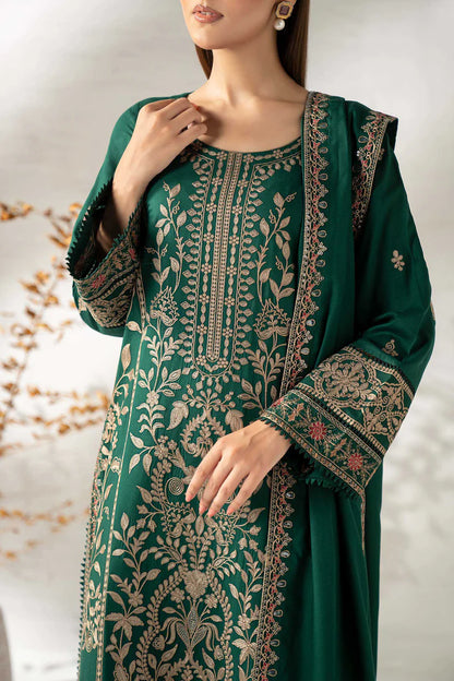 Maria B. Embroidered Dhanak Three Piece Winter Collection - zab1228