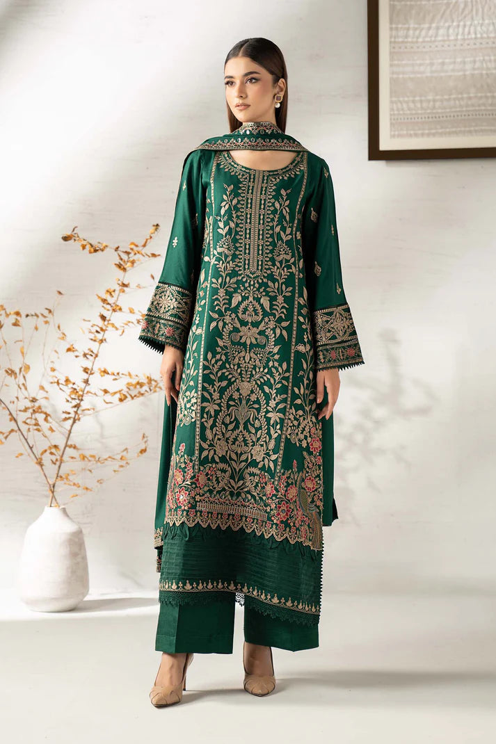 Maria B. Embroidered Dhanak Three Piece Winter Collection - zab1228