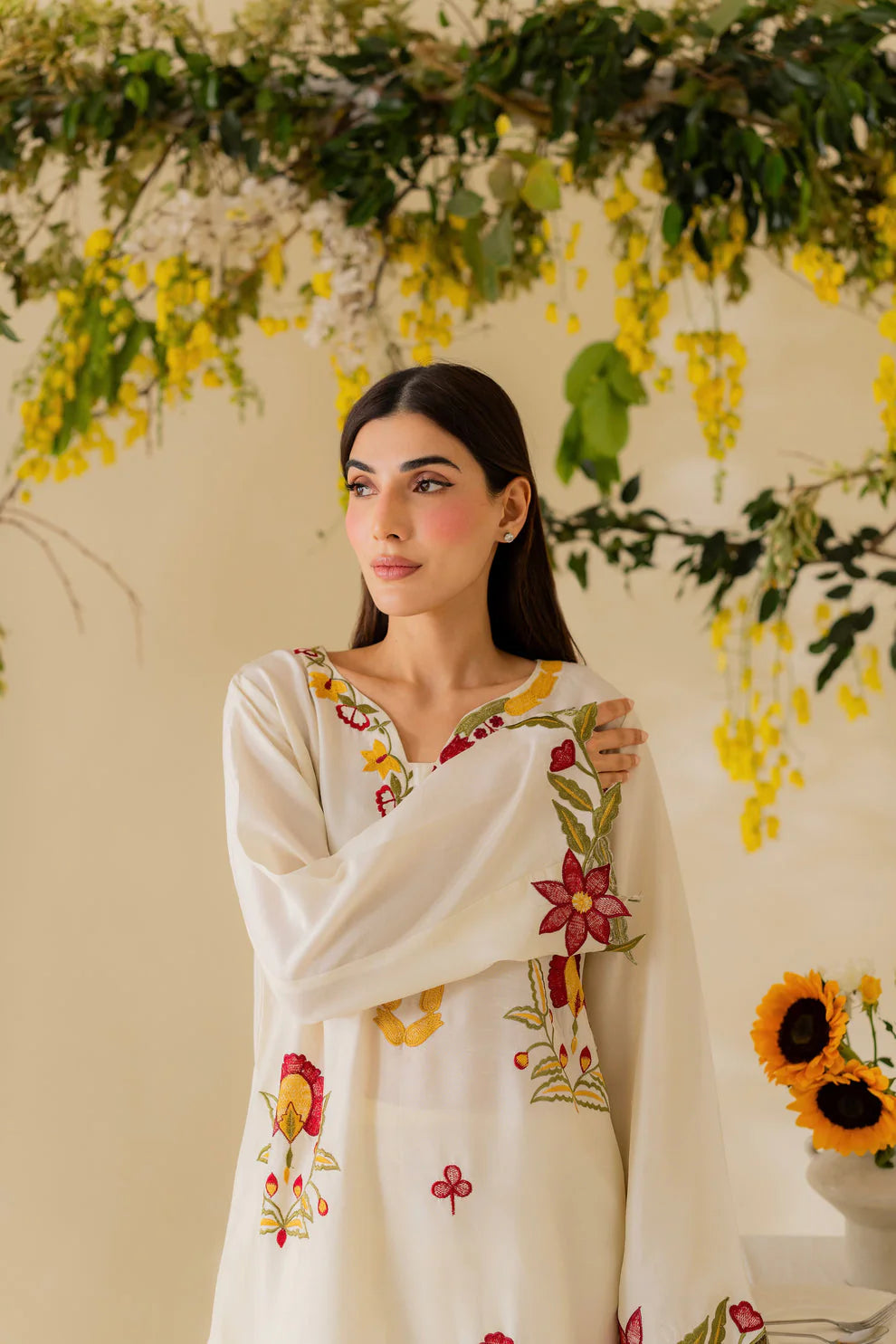 Nisa, unstitched 3 piece embroidered summer suit. zab1319