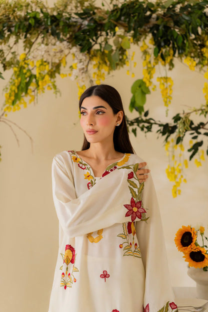 Nisa, unstitched 3 piece embroidered summer suit. zab1319