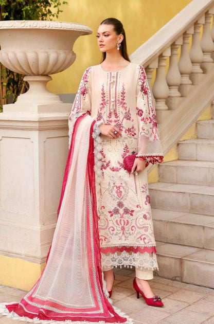 Zab - Summer 3PC Lawn Chikankari Embroidered Suit - zab1353