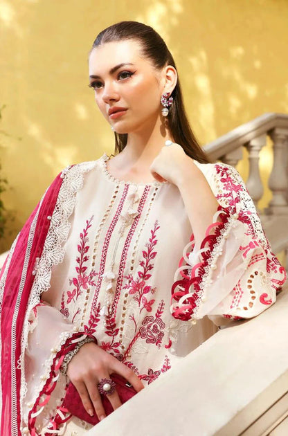 Zab - Summer 3PC Lawn Chikankari Embroidered Suit - zab1353