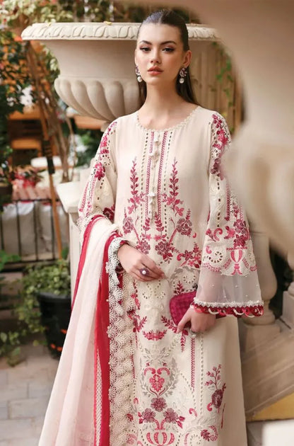 Zab - Summer 3PC Lawn Chikankari Embroidered Suit - zab1353