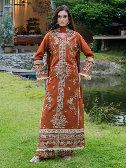 Izel - Winter 3PC Dhanak Embroidered Suit - zab1541