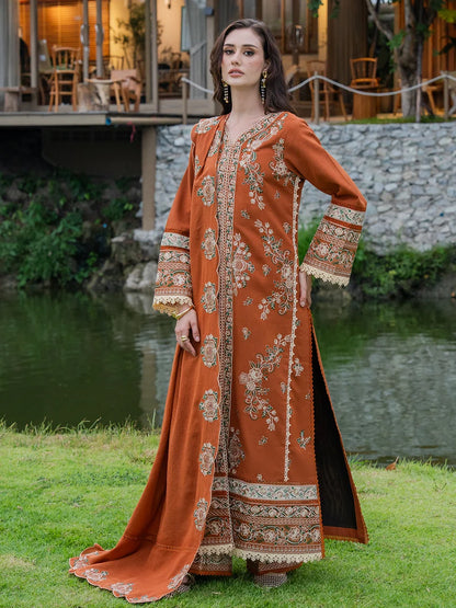 Izel - Winter 3PC Dhanak Embroidered Suit - zab1541