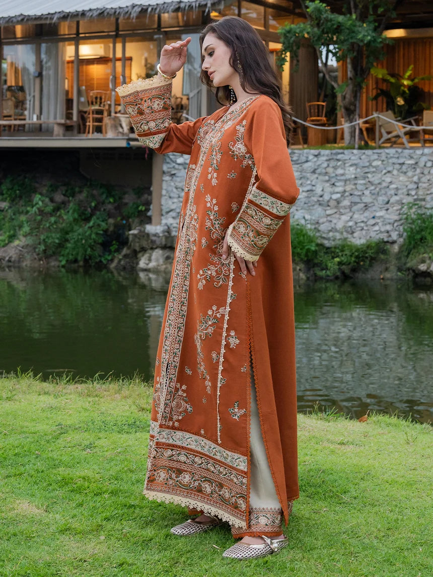 Izel - Winter 3PC Dhanak Embroidered Suit - zab1541
