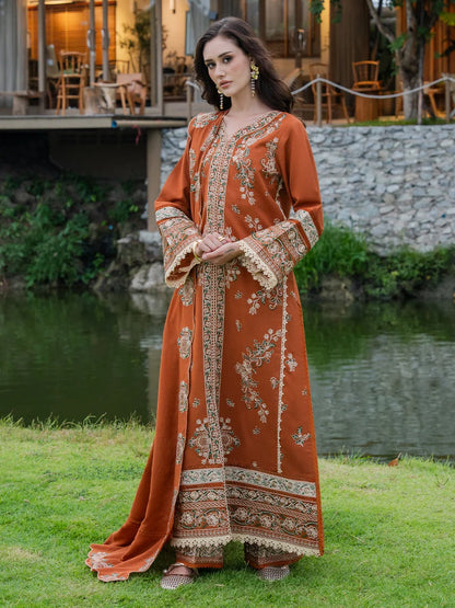 Izel - Winter 3PC Dhanak Embroidered Suit - zab1541