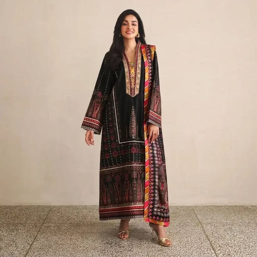 MUSHQ - Winter 3PC Karandi Digital Printed Dress - zab1521