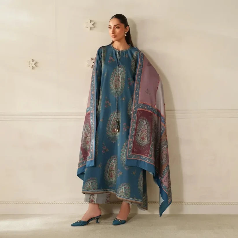 Sapphire - Winter 3PC Karandi Digital Print Dress - zab1527